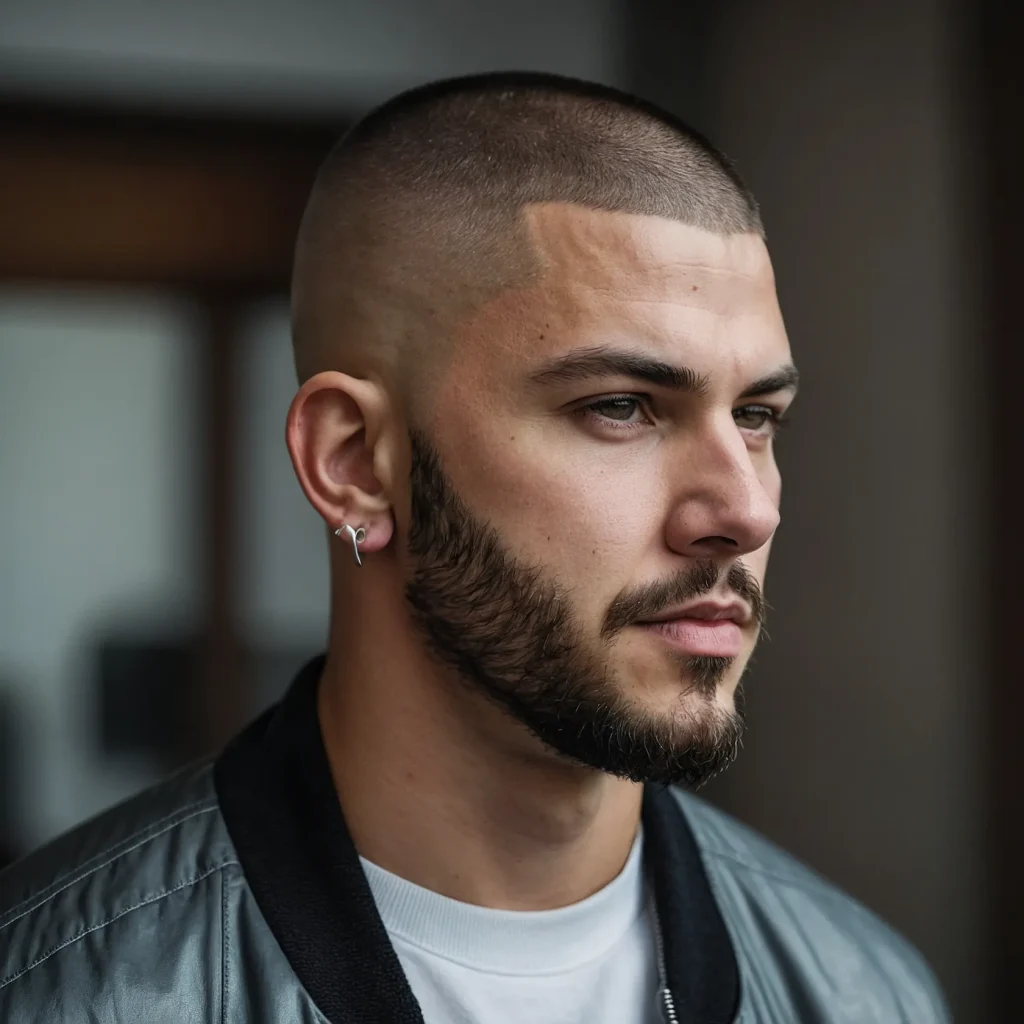 Buzz Cut with Burst FadeWhite man with burs 0