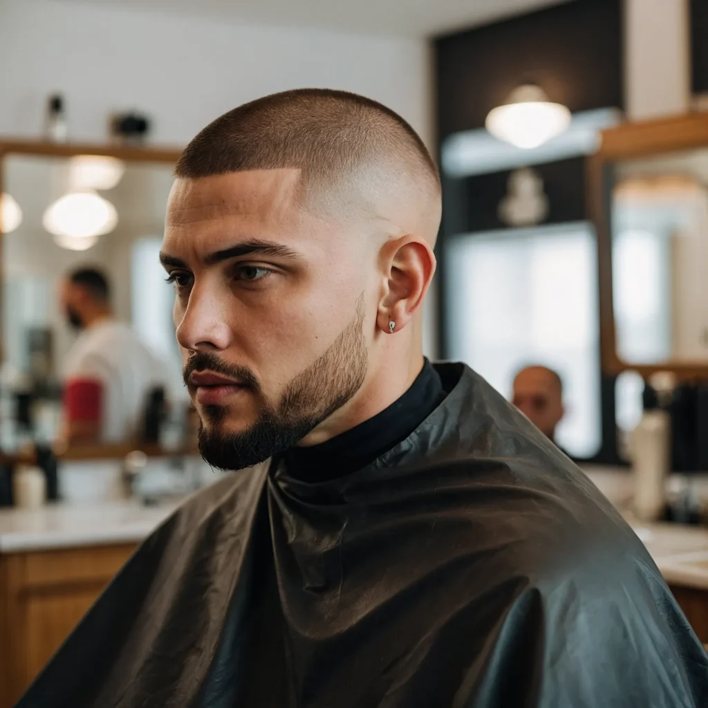 Buzz Cut with Curved FadeCurved fade behind t 0
