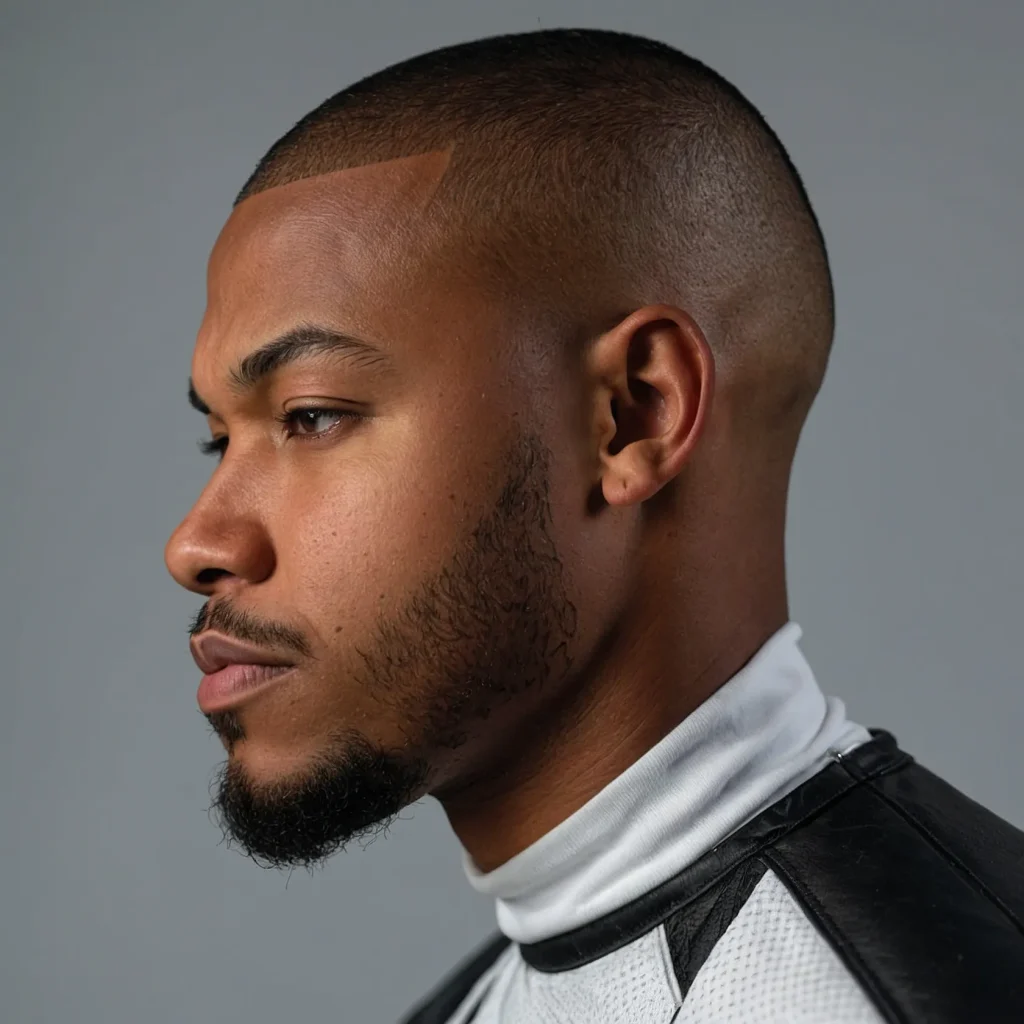 Buzz Cut with Curved Part DesignBlack man wit 0