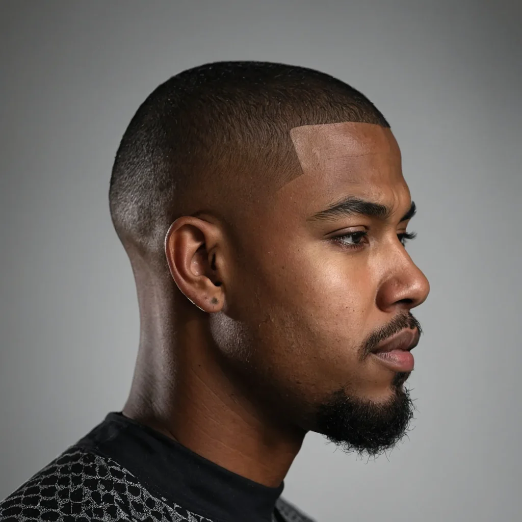 Buzz Cut with Curved Part DesignBlack man wit 3