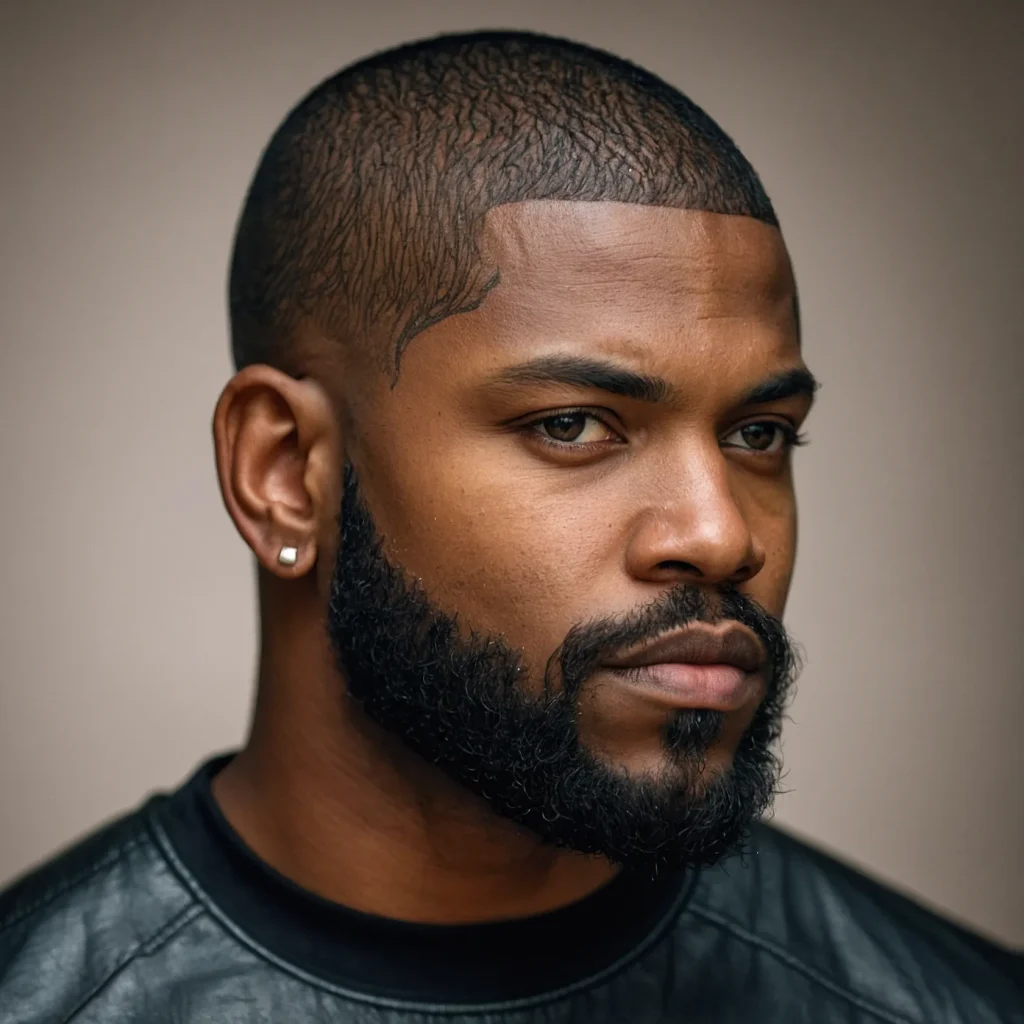 Buzz Cut with Curved Temple LineBlack man wit 0