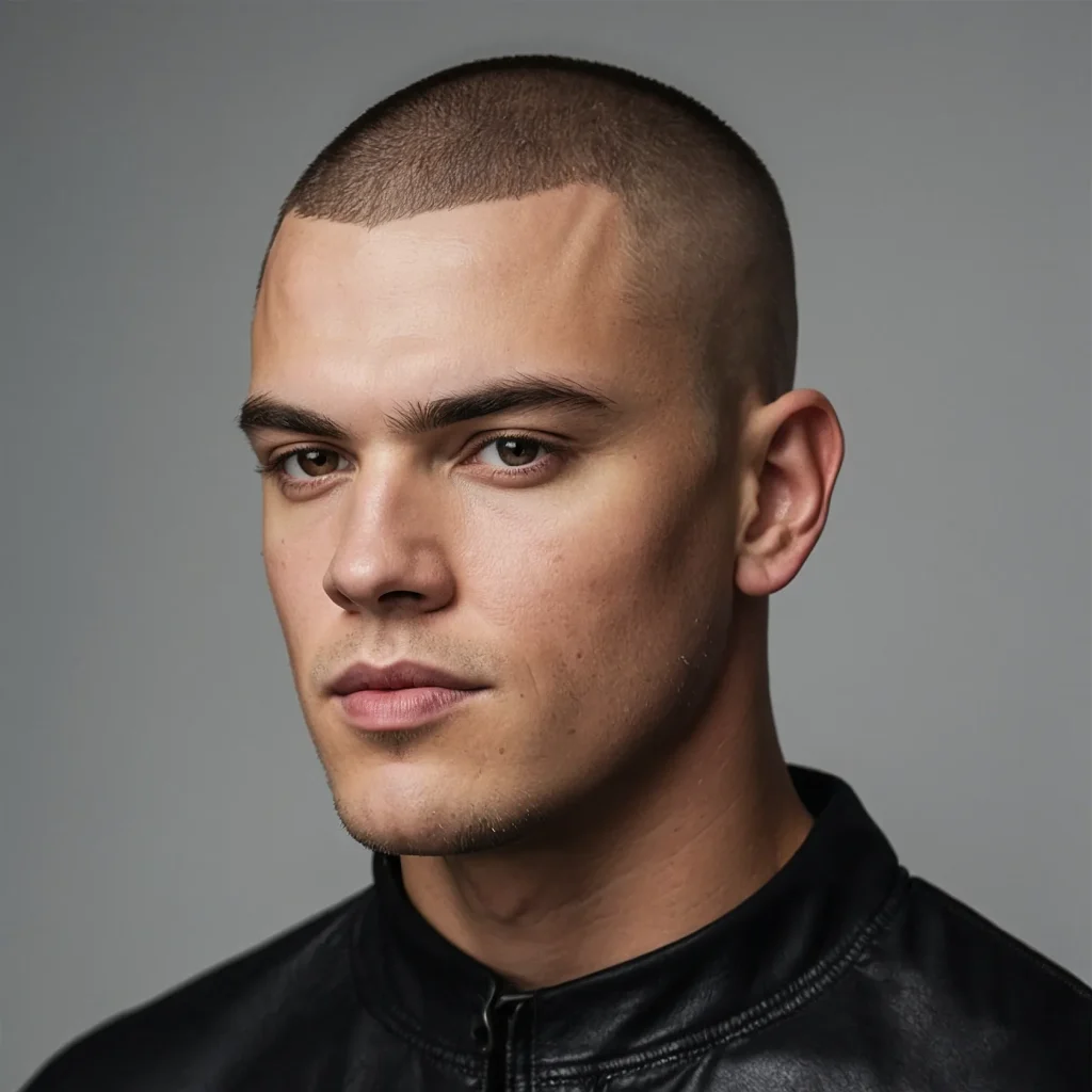 Buzz Cut with Defined Hairline and FadeWhite 3