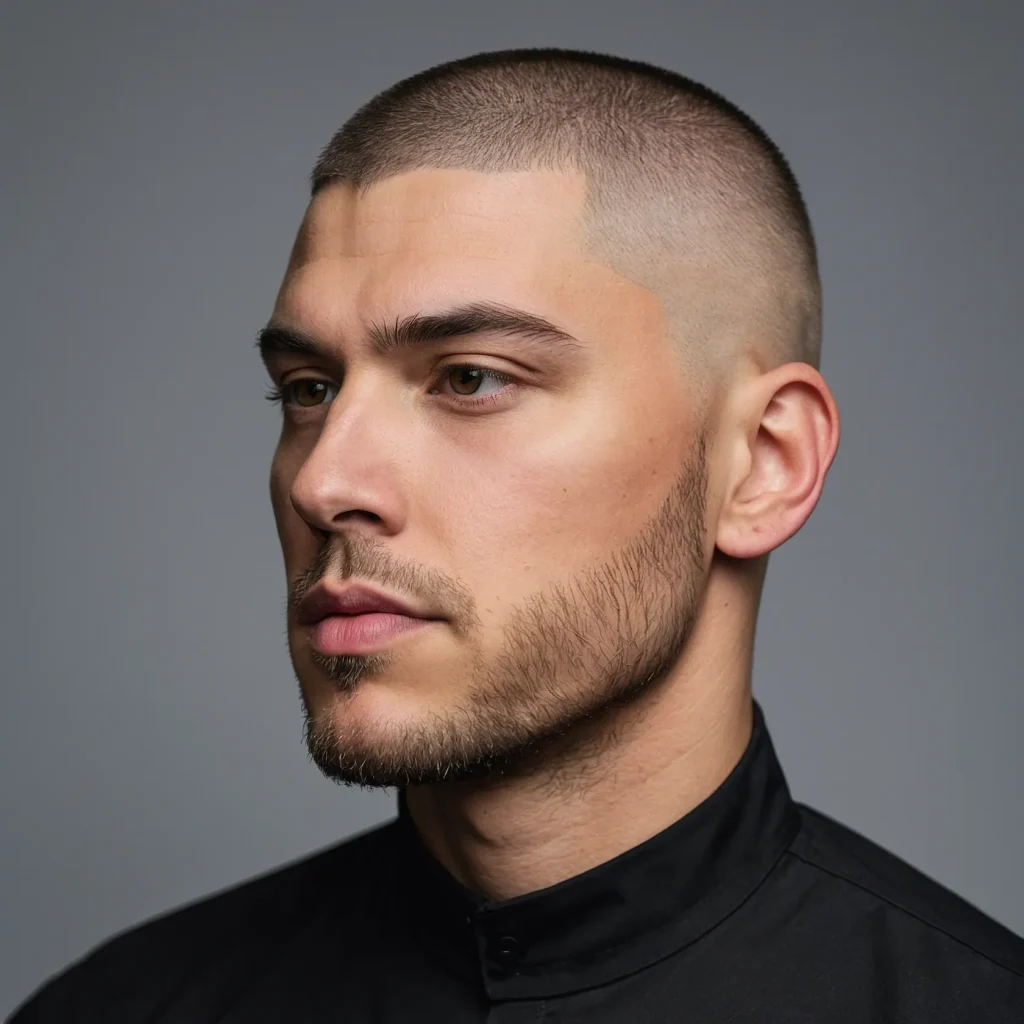 Buzz Cut with Dual Fade LevelsWhite man with 3