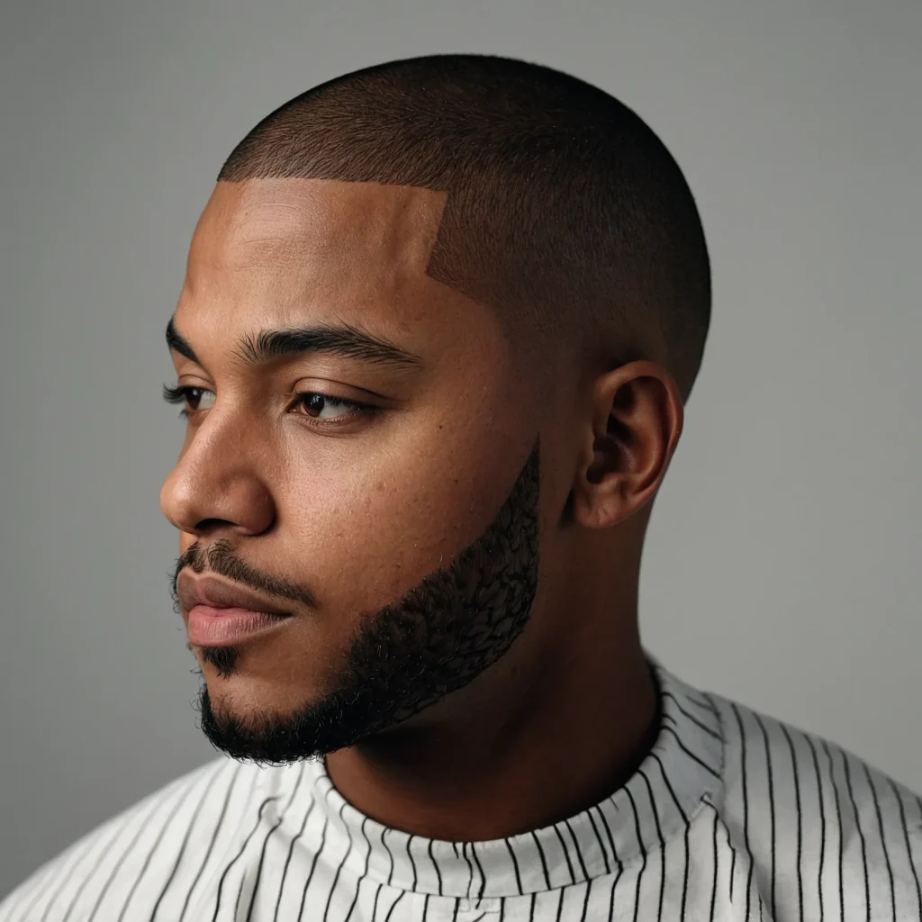 Buzz Cut with Line DesignBlack man with short 0