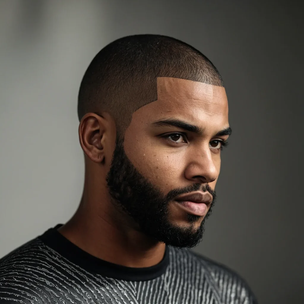 Buzz Cut with Line DesignBlack man with short 3