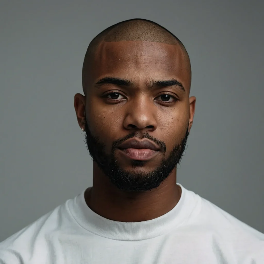 Buzz Cut with Low Drop FadePrompt Black man w 0