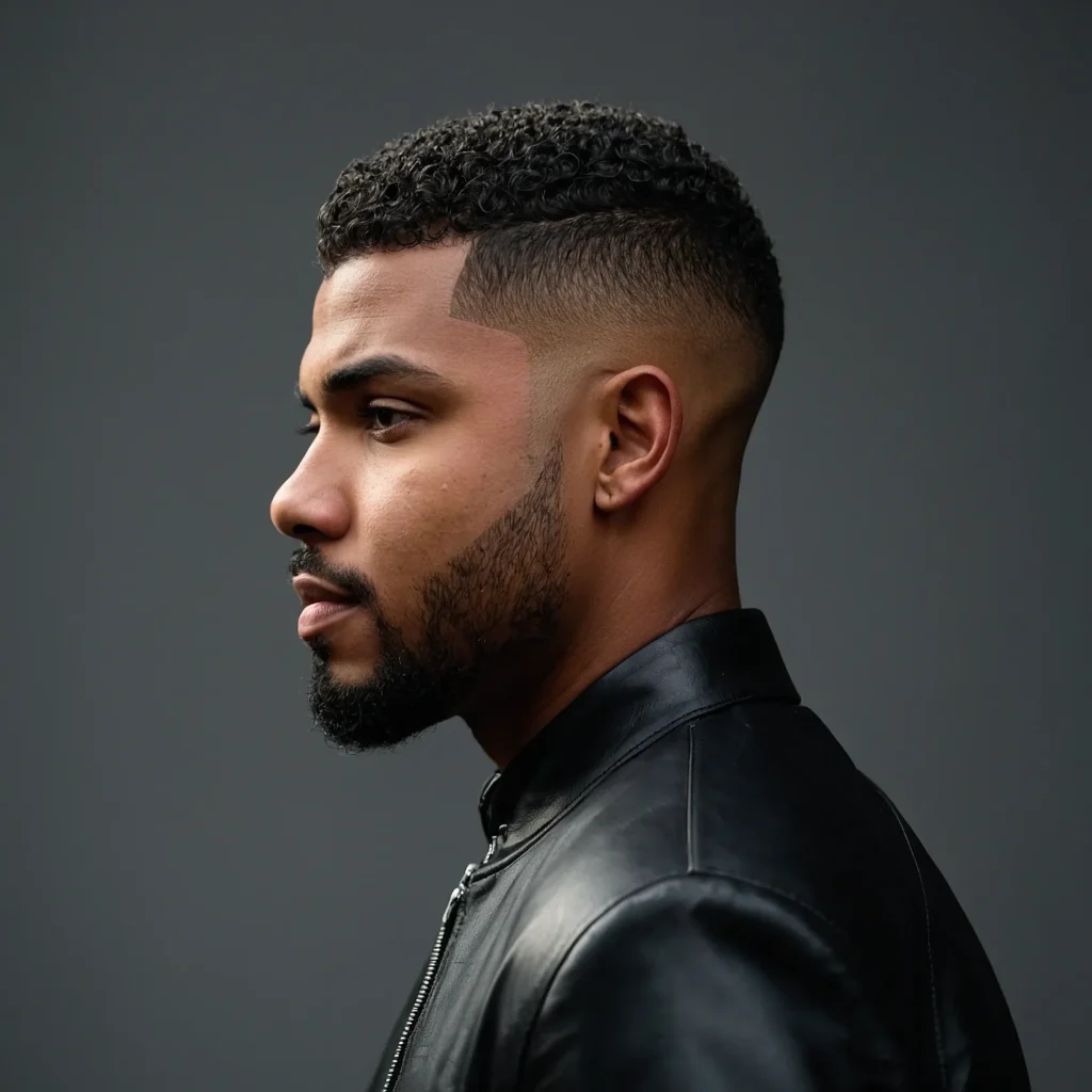 Buzz Cut with Mid Fade and CurlsShort curly t 3