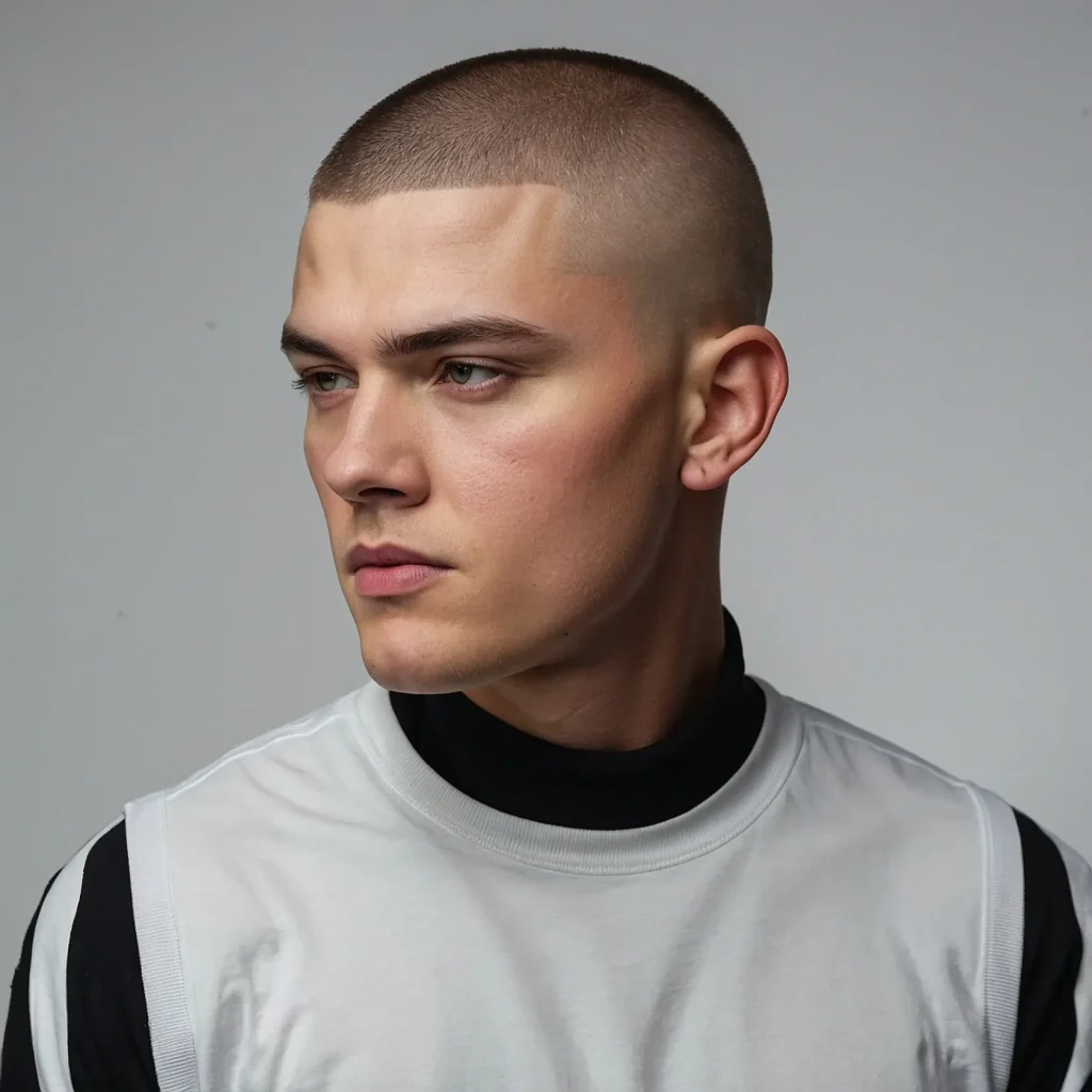 Buzz Cut with Taper FadeNatural lighting on 3