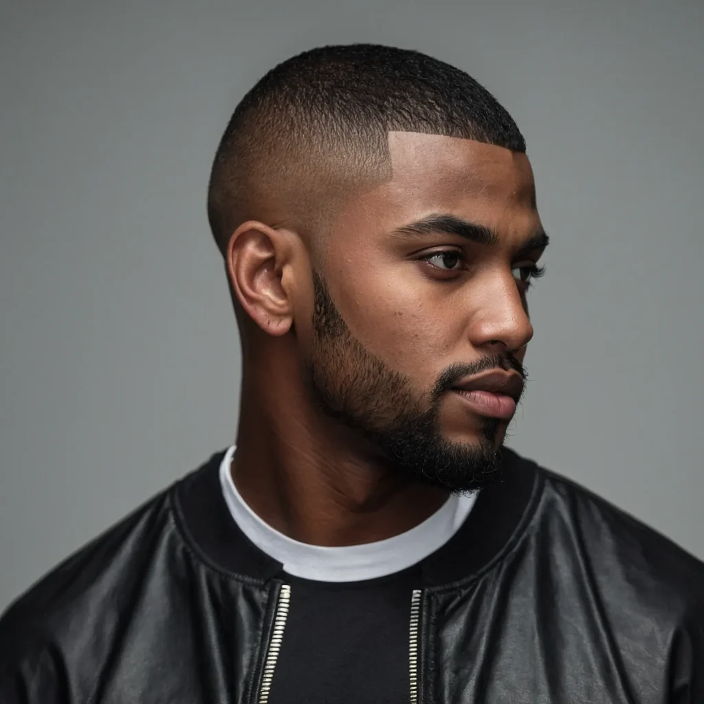 Buzz Cut with Temple Fade BlowoutBlack man wi 0