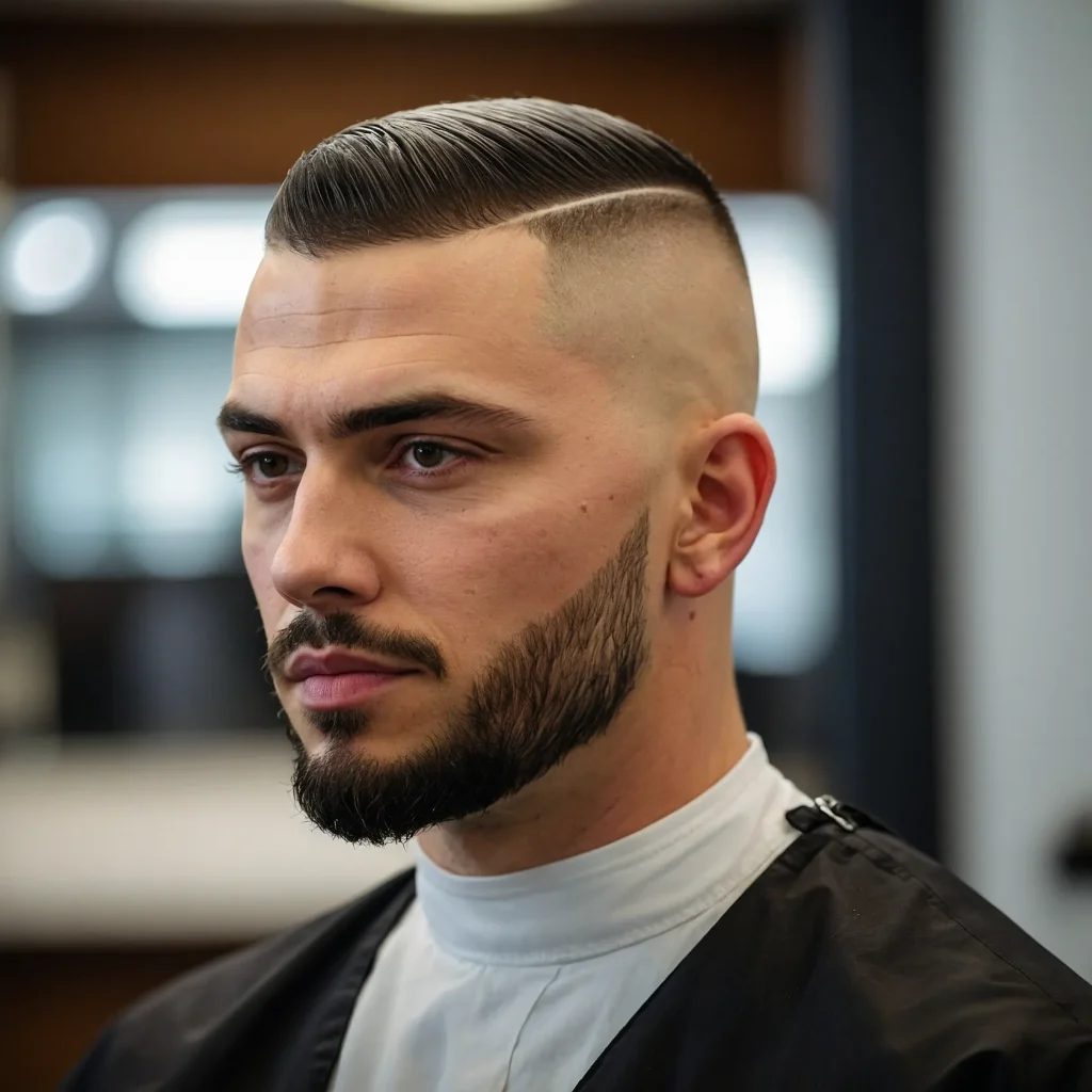 Buzz Cut with Widows Peak FadeZoomed view of 3