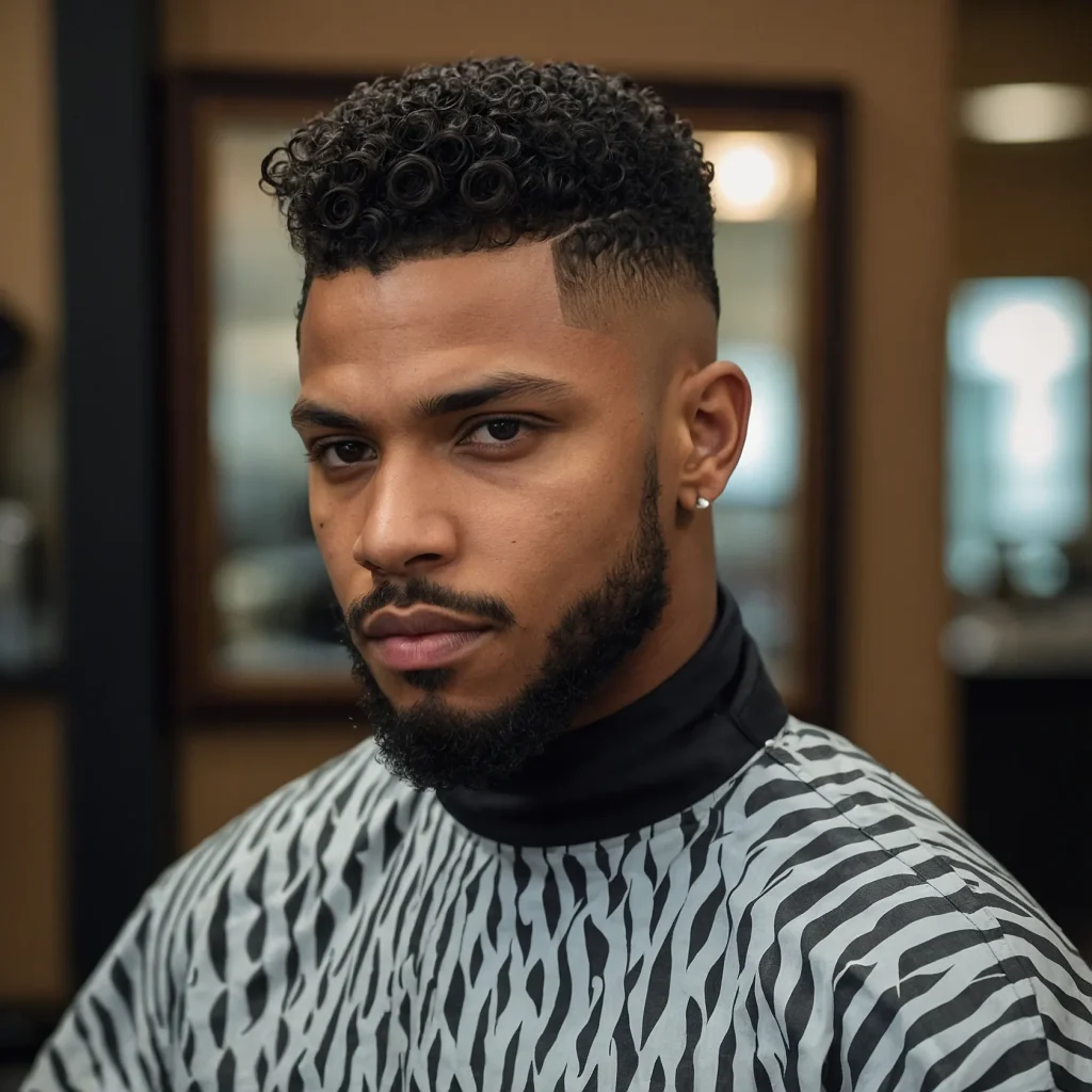 Classic High Taper Fade with Curlsrealistic 3