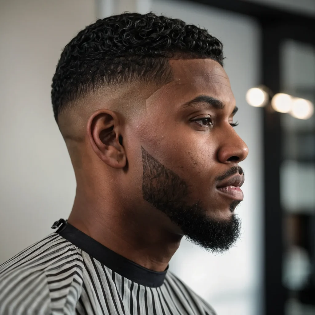 Classic Mid Fade with LineUpBlack man with 0
