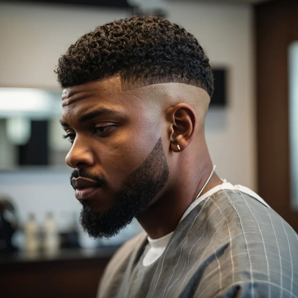 Classic Mid Fade with LineUpBlack man with 3