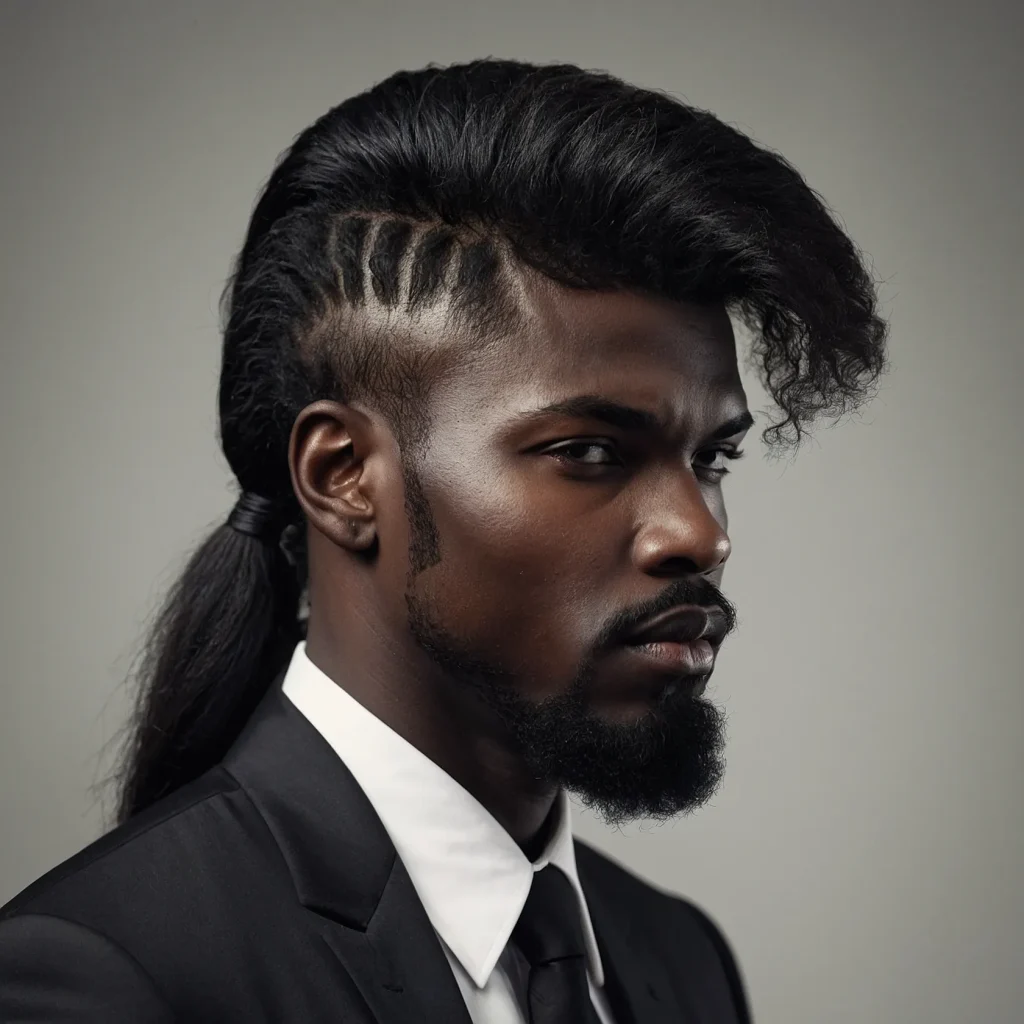 Classic Mullet with Modern FadePrompt Black m 0