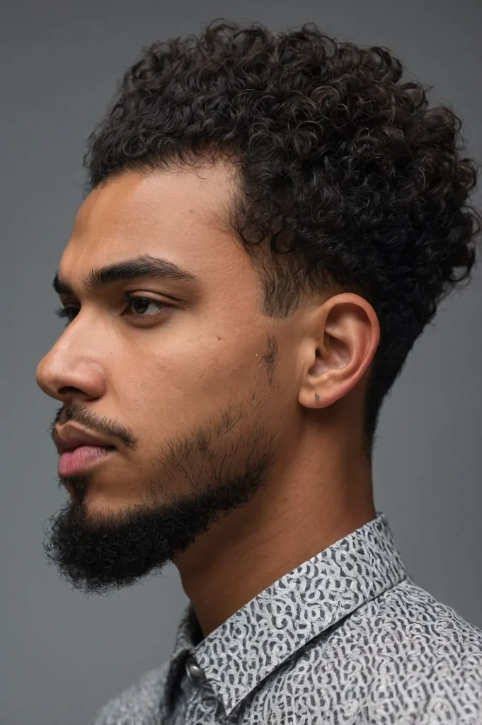 Curly Afro Puff Low Temple Fademan with 0