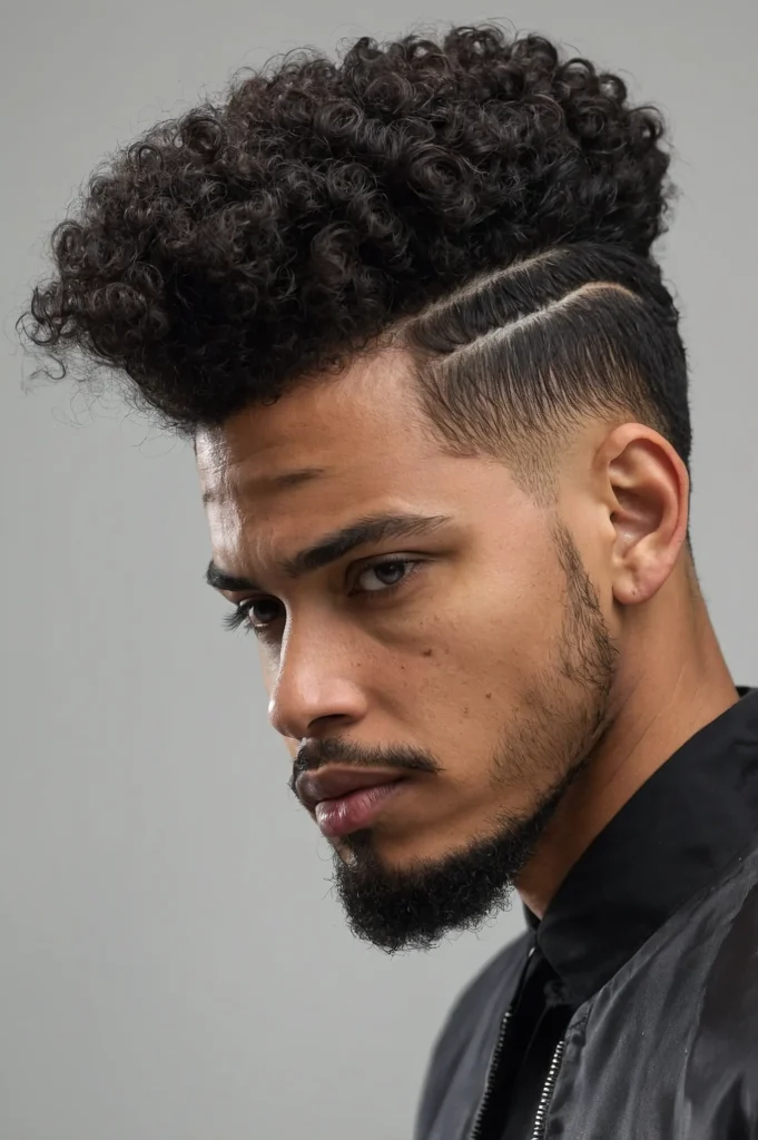 Curly Afro Puff Low Temple Fademan with 3