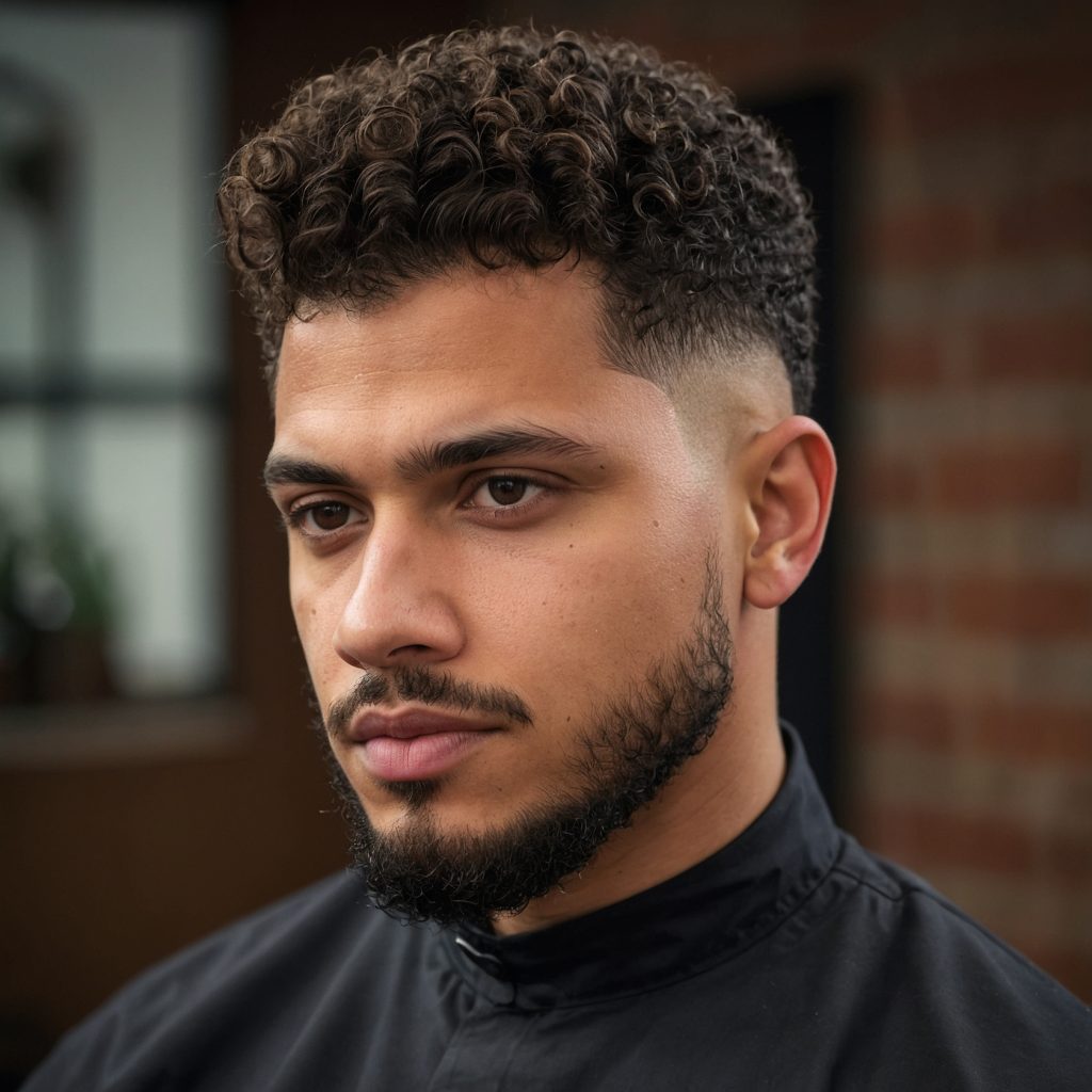 Curly Hair Taper Fademan with curly hair st 0