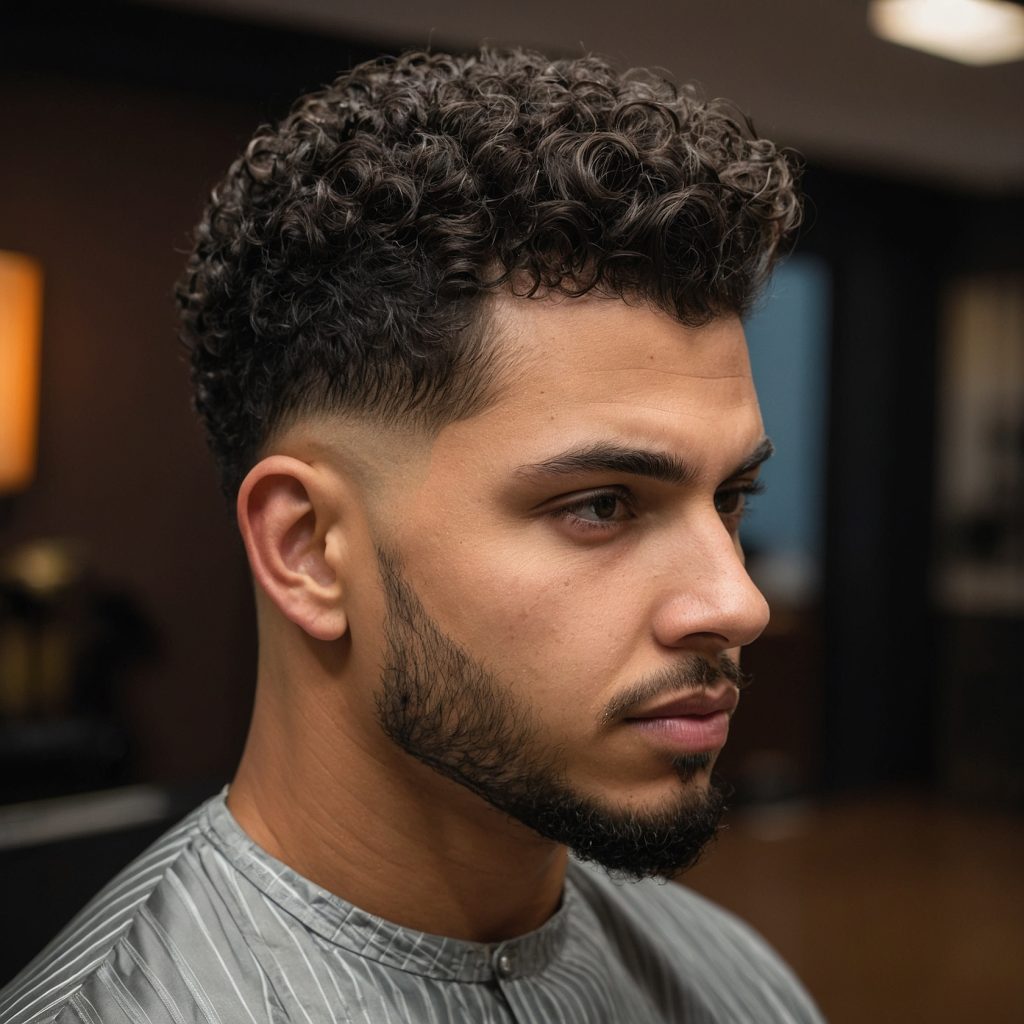 Curly Hair Taper Fademan with curly hair st 3