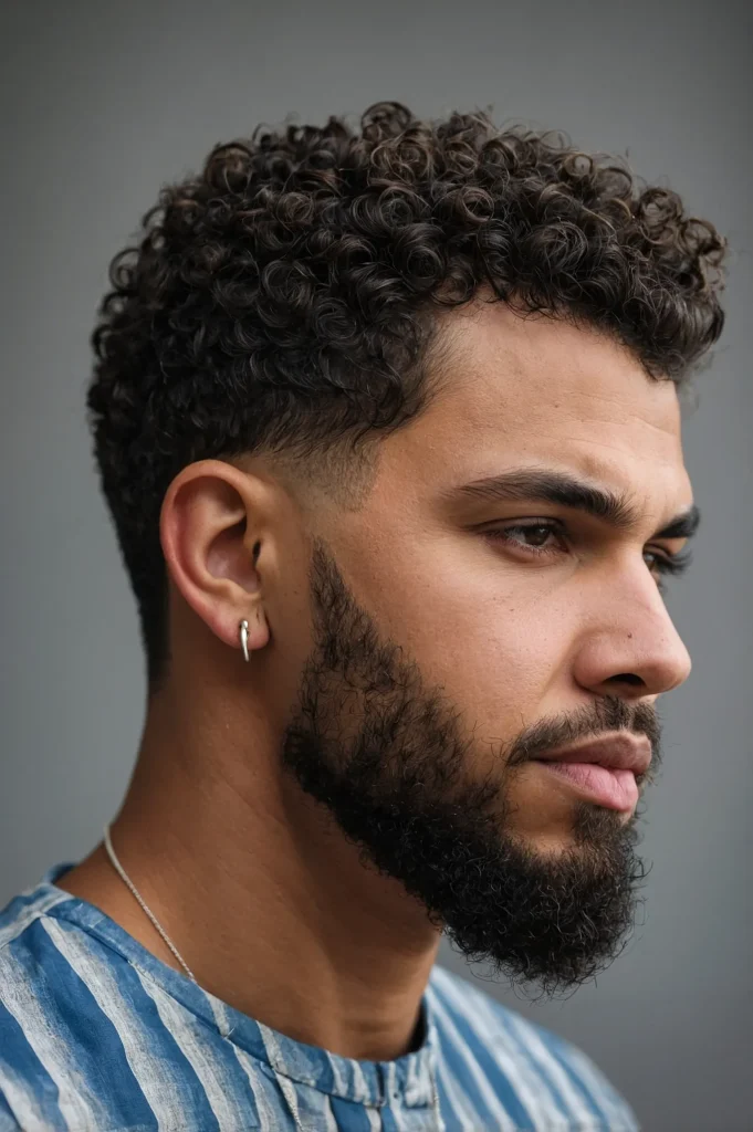 Curly Hair Taper Fademan with natural curls 0