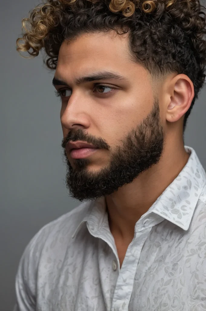 Curly Hair Taper Fademan with natural curls 3