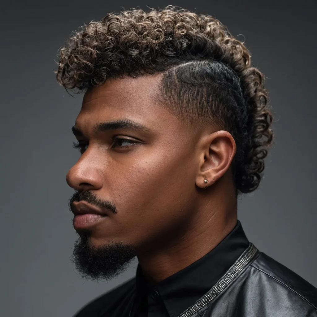 Curly Mullet FadePrompt Black men with curly 0