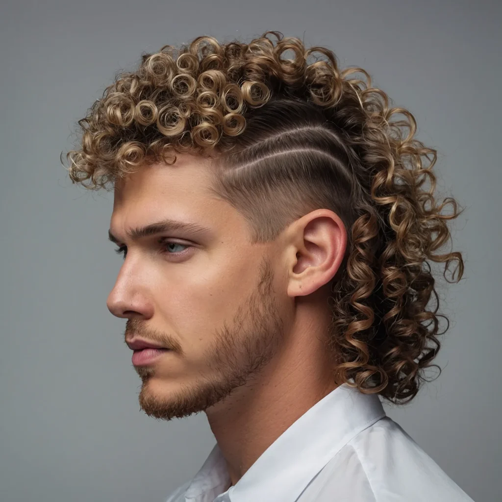 Curly Mullet Fadewhite man with natural med 0