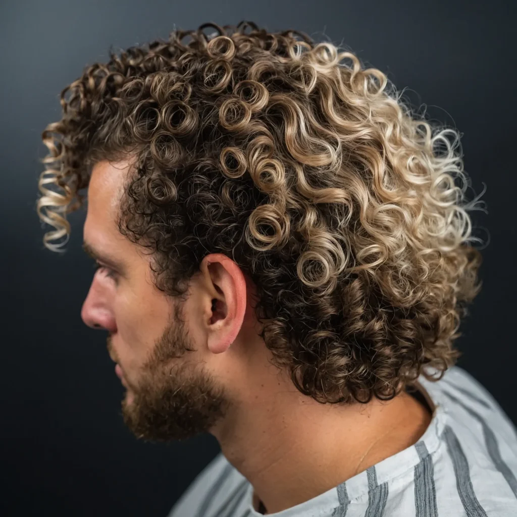 Curly Mullet Fadewhite man with natural med 3