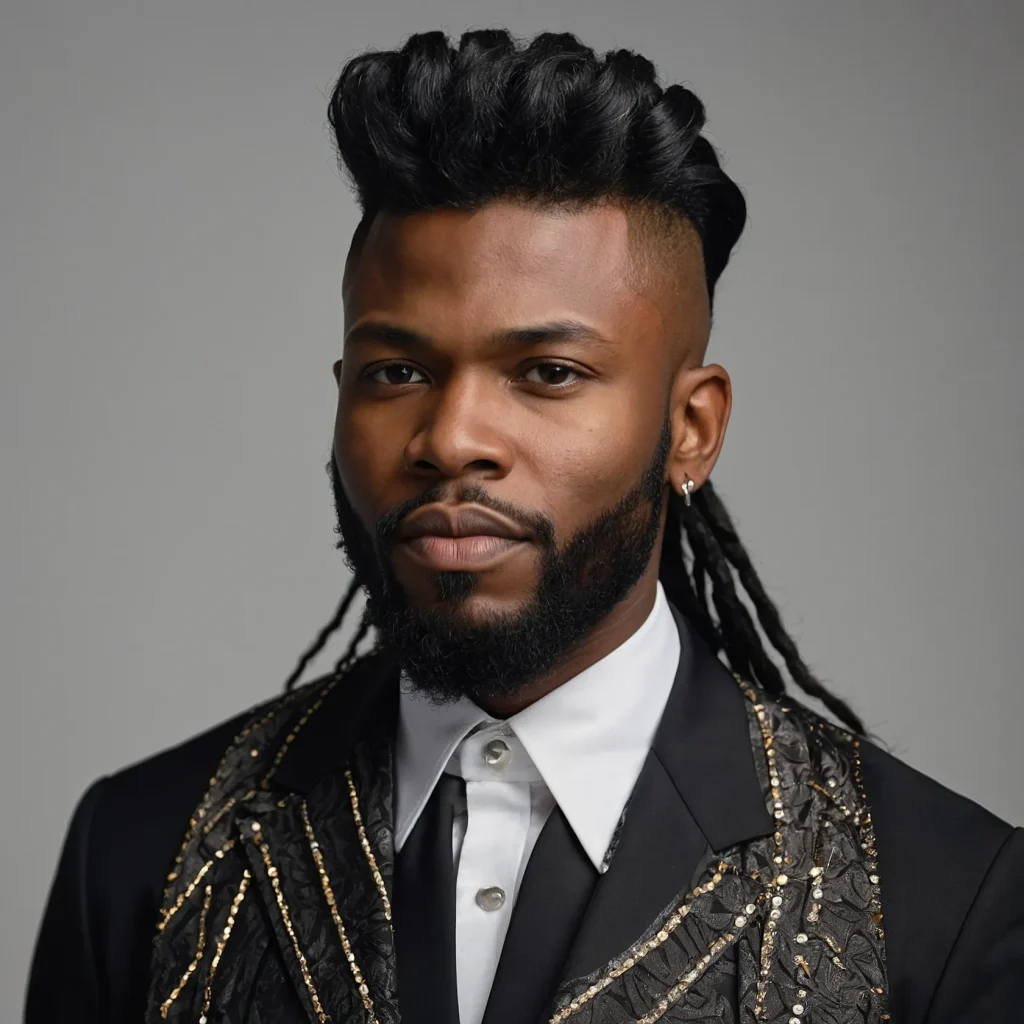 Defined Coil Burst Fade MulletBlack man wit 3