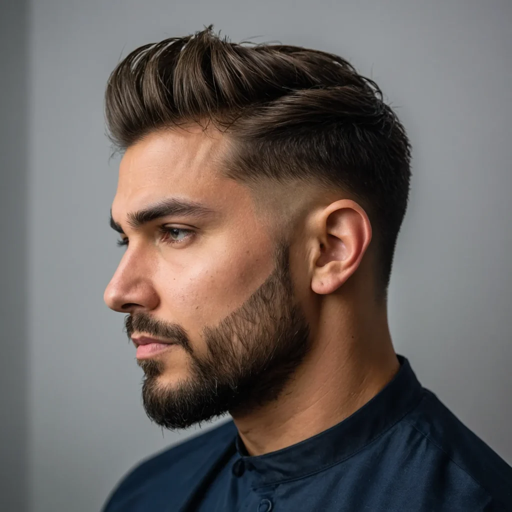 Drop Fade with Brushed Up TopHair brushed upw 0
