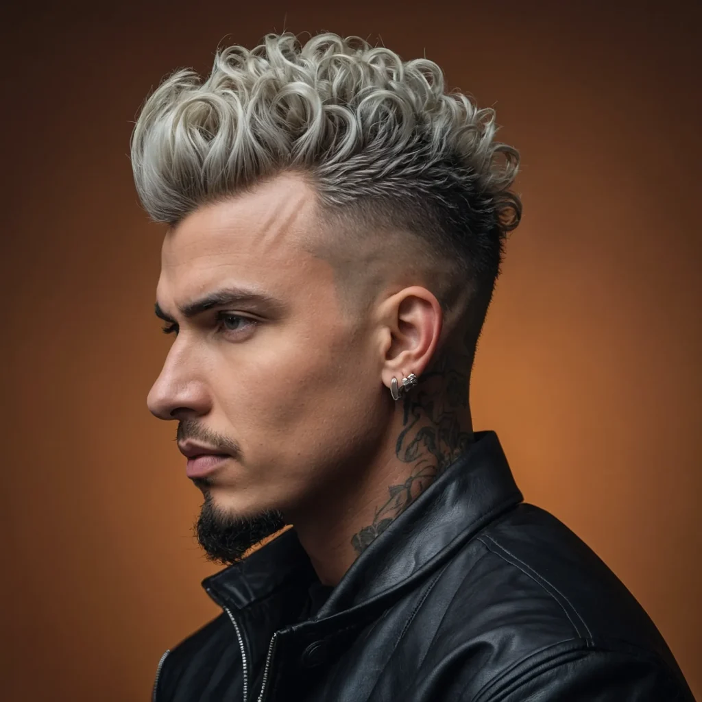Drop Fade with Curly MohawkVolume focused in 3