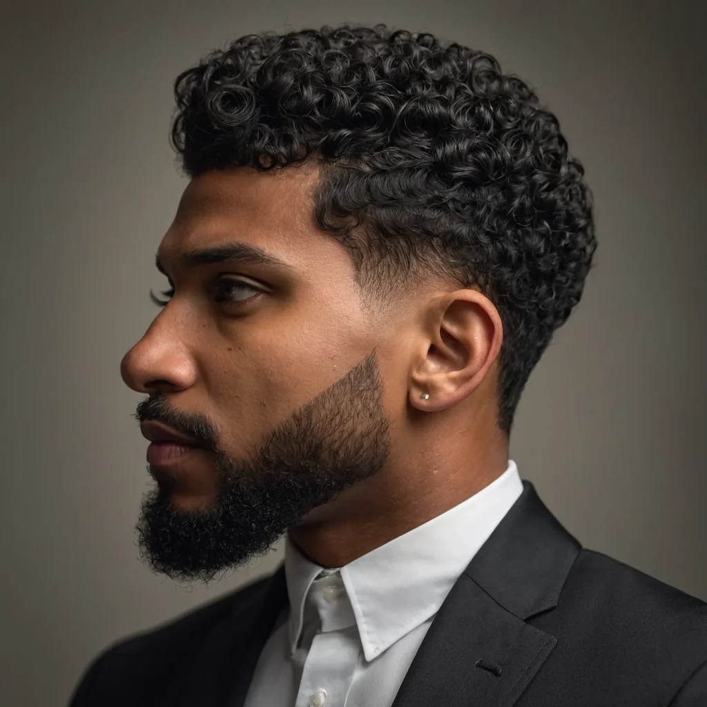 Drop Fade with Curly Temple TaperCurly textur 3