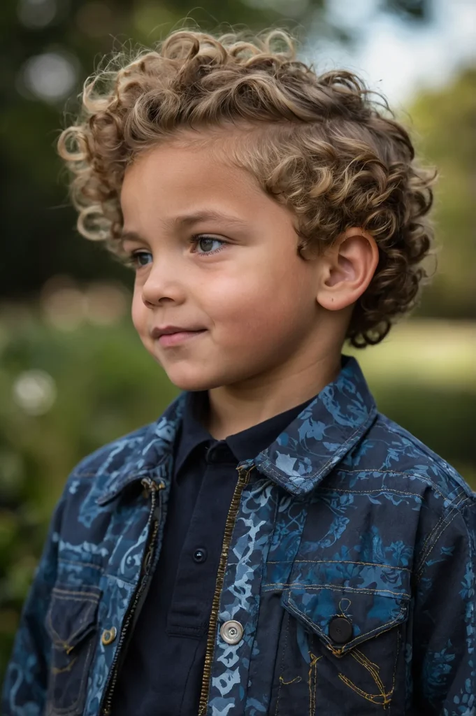 Drop Fade with Curly Topboy with natural cu 0