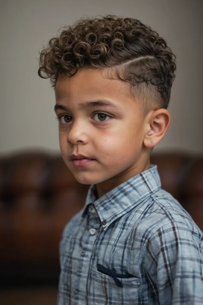 Drop Fade with Curly Topboy with natural cu 3