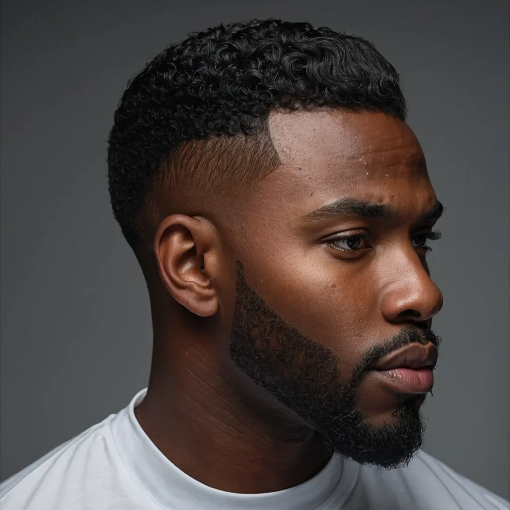 Drop Fade with Defined EdgeUpBlack man with 0