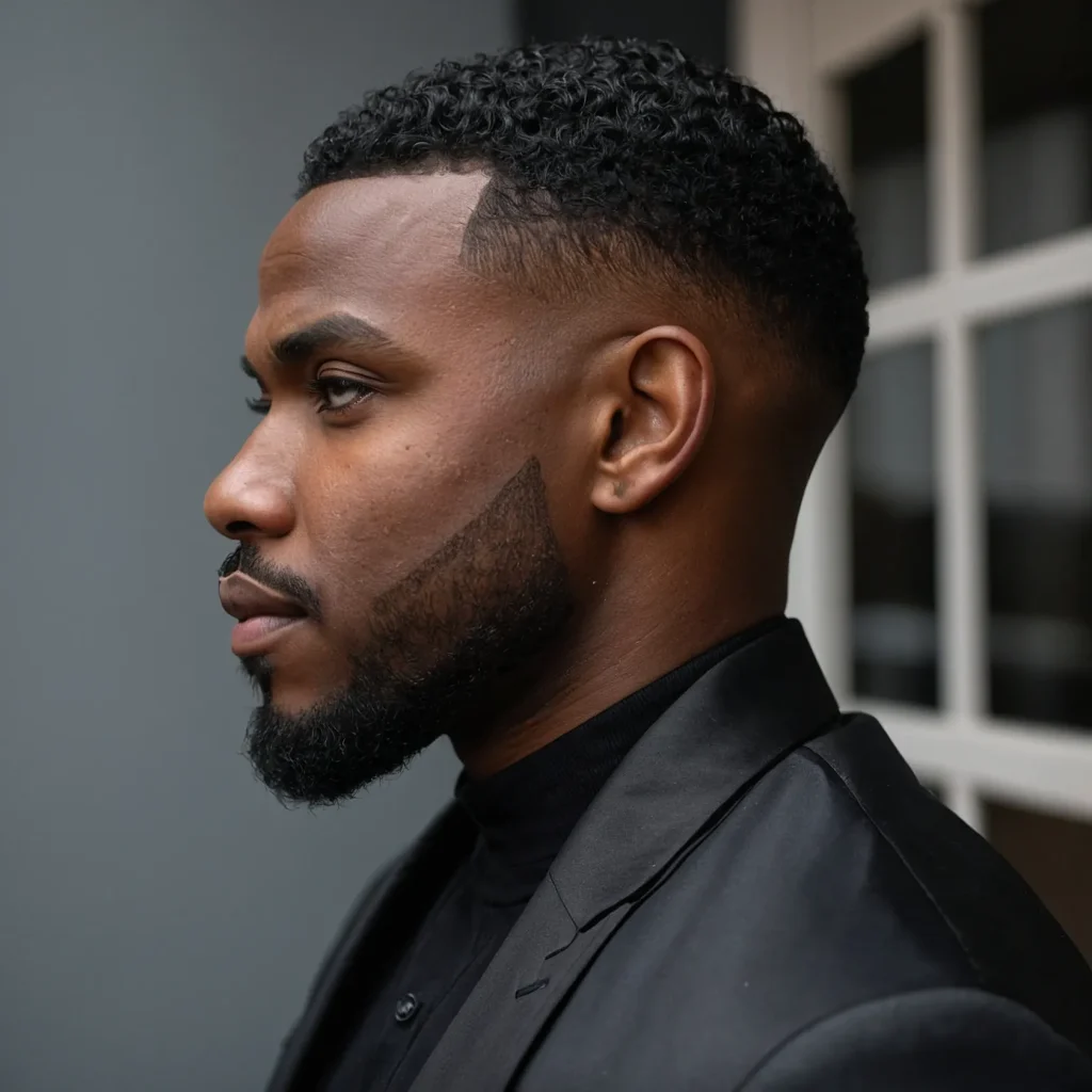 Drop Fade with Defined EdgeUpBlack man with 3