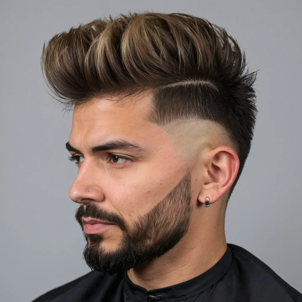 Drop Fade with Faux HawkHair styled into so 0