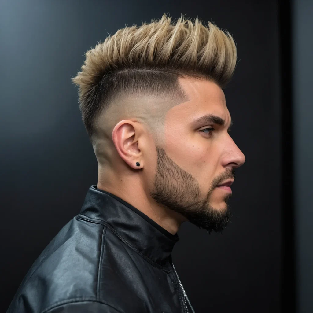 Drop Fade with Faux HawkHair styled into so 3