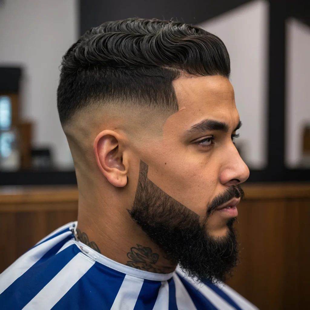 Drop Fade with LineUpCloseup of mans hair 0