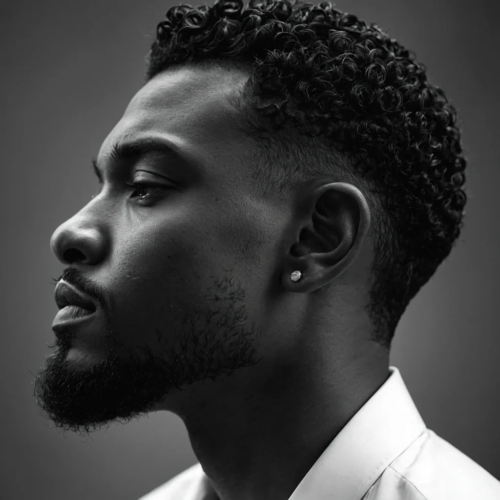 Drop Fade with Low FringeBlack man with sligh 0