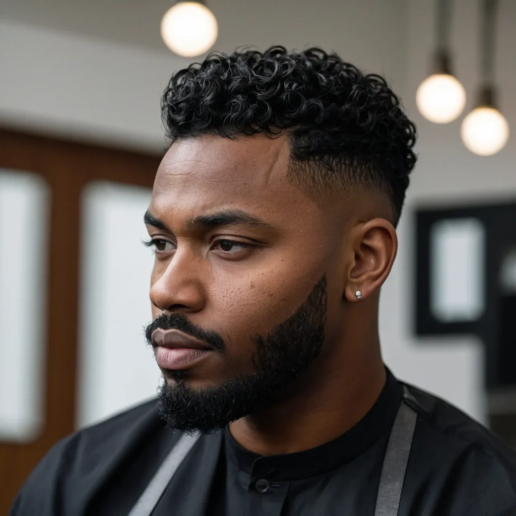 Drop Fade with Low FringeBlack man with sligh 3