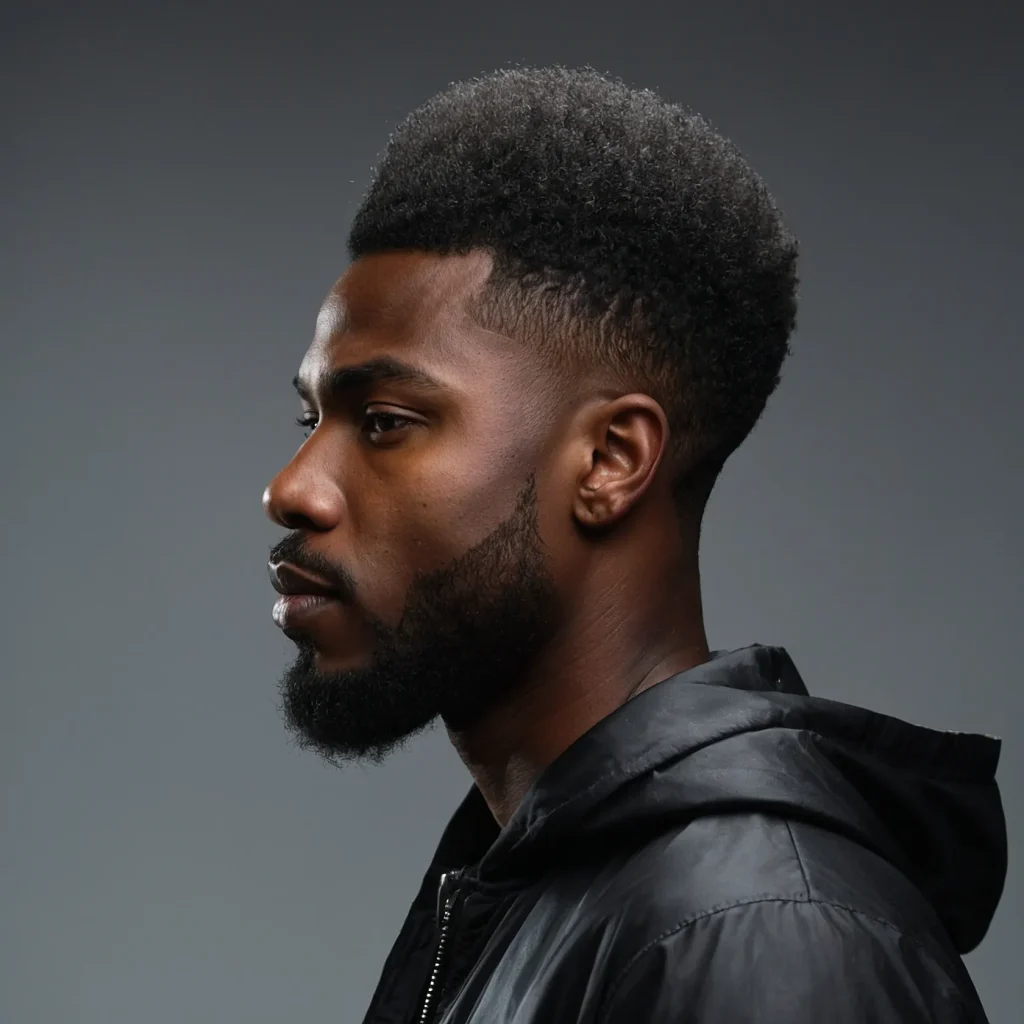 Drop Fade with MidLength AfroBlack man with 3