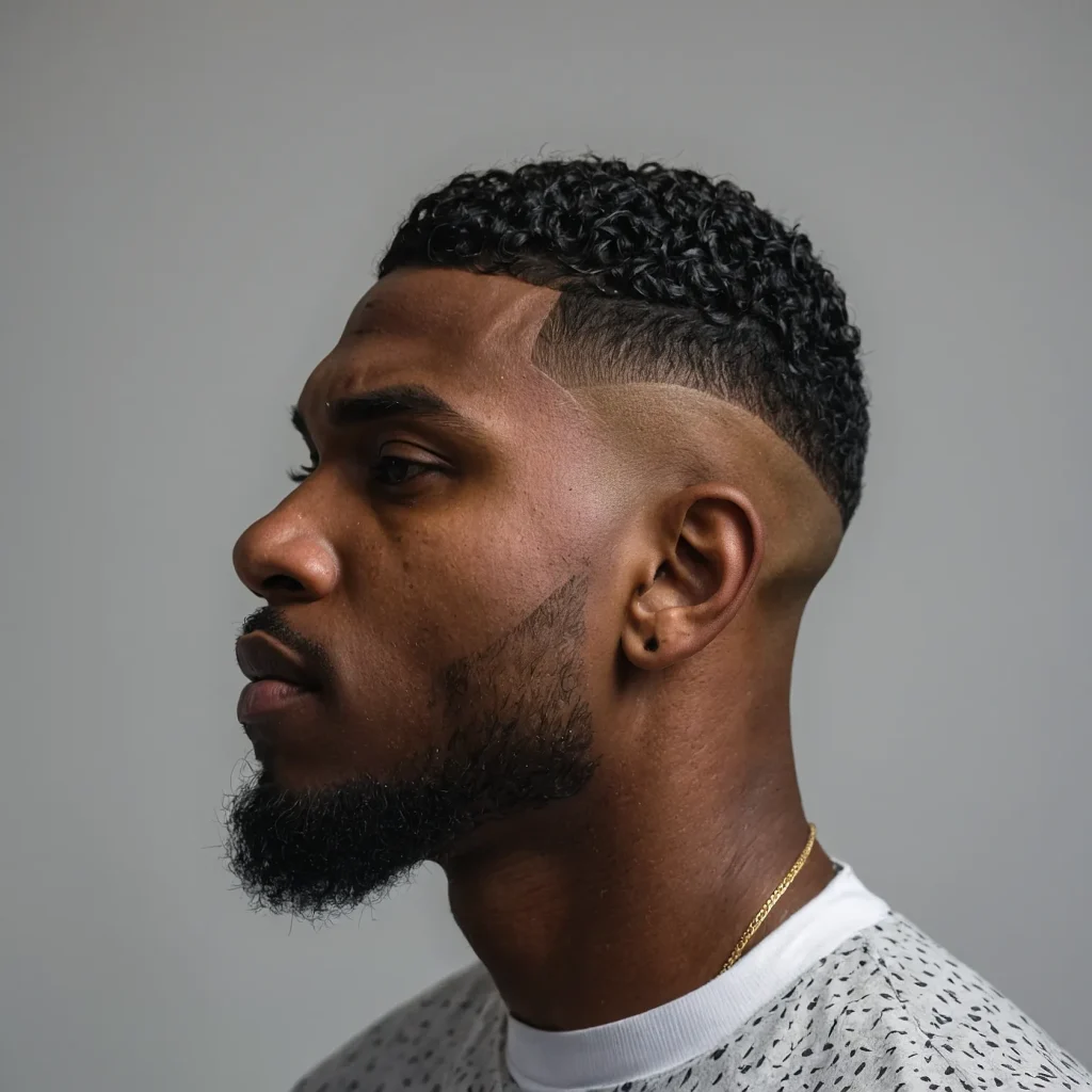 Drop Fade with Part DetailBlack man with h3