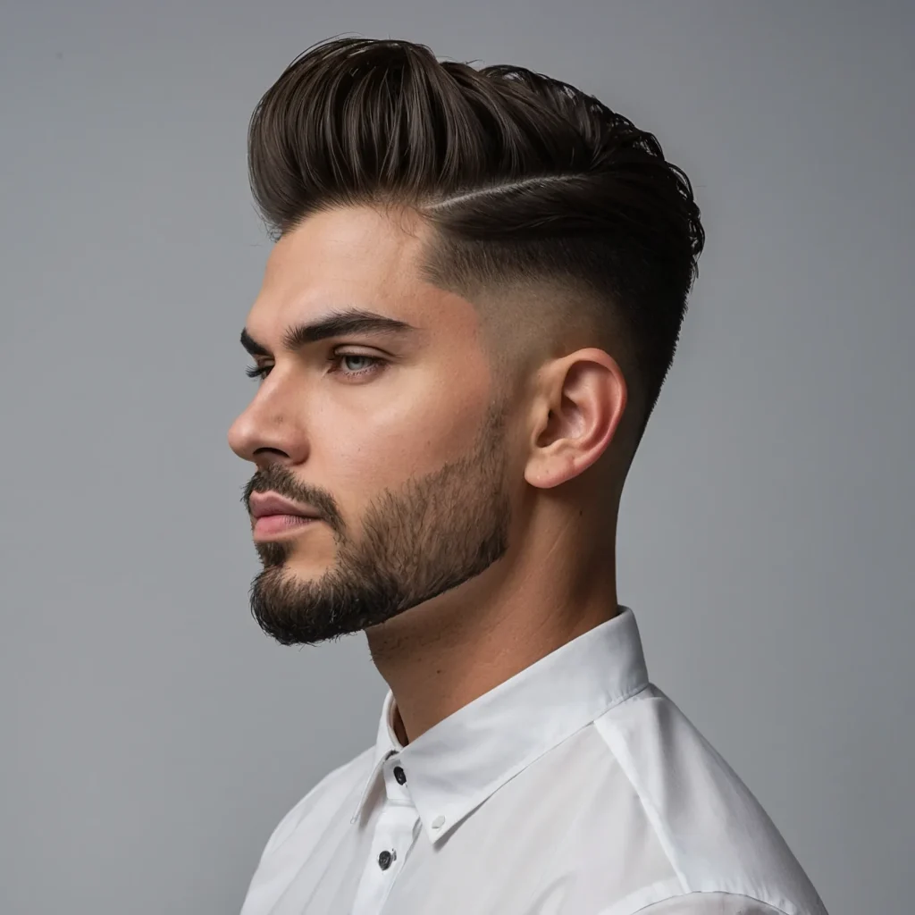 Drop Fade with PompadourVoluminous pomp top s 3