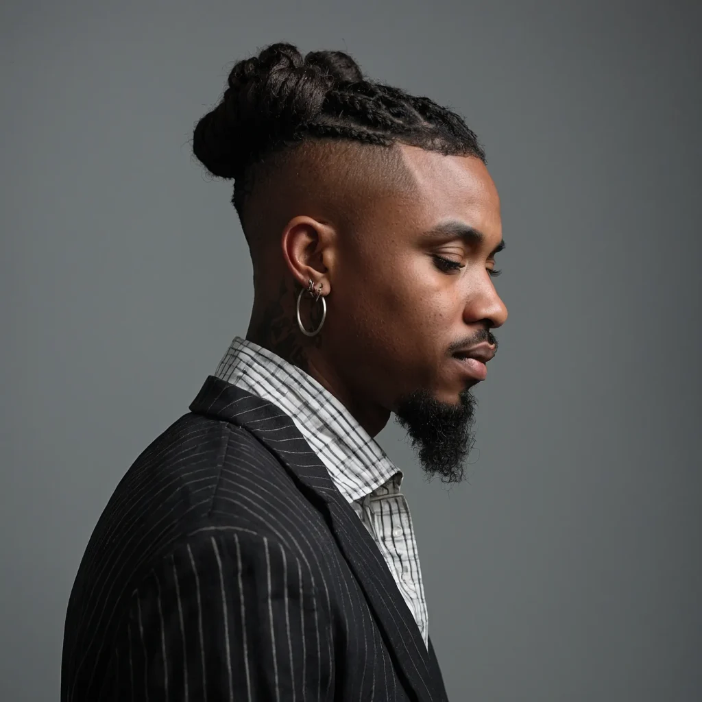 Drop Fade with Short Loc BunShort locs tied u 3