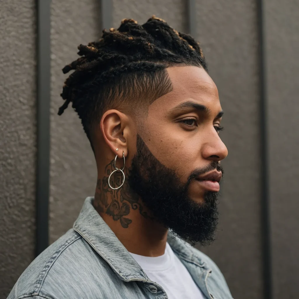 Drop Fade with Short LocsNeatly maintained sh 3