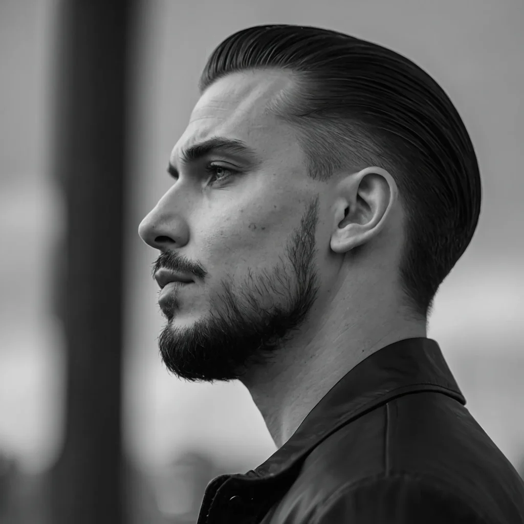 Drop Fade with Slick BackHair slicked back 3