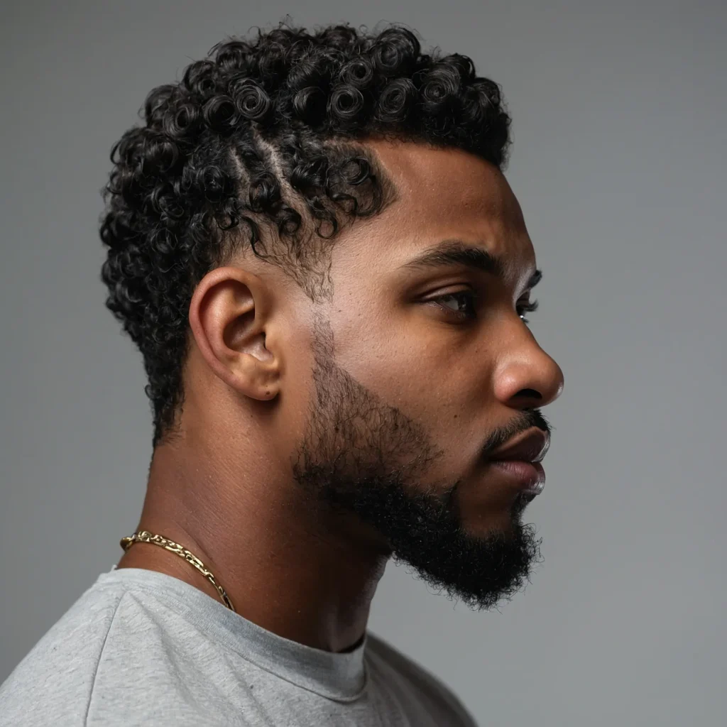 Drop Fade with TwistOut TopTwistout curls on 3