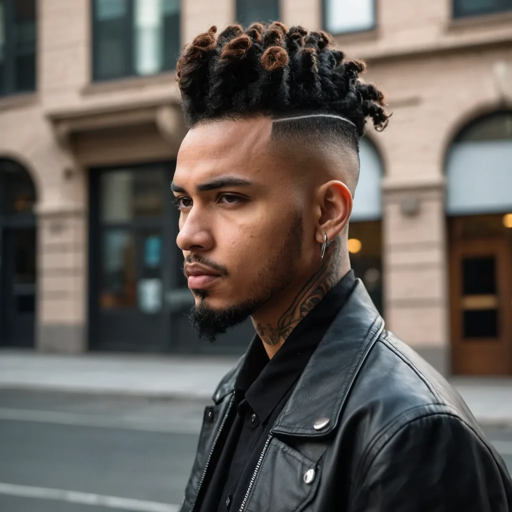 Drop Fade with Twisted FrohawkMedium twists s 0