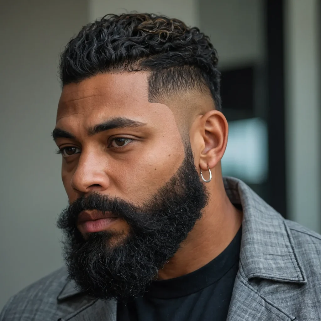 Fade Mullet with Beard BlendPrompt Black men 0