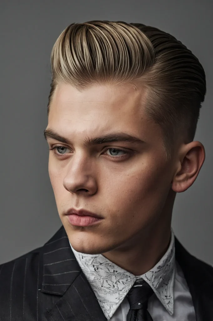 Fade with Slicked Back Styleboy with combed 3